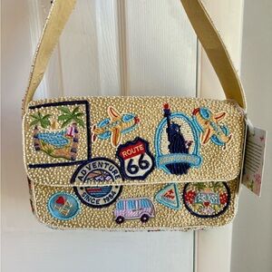 Handcrafted In India World Travel Icons Beaded Shoulder Bag New York City Purse